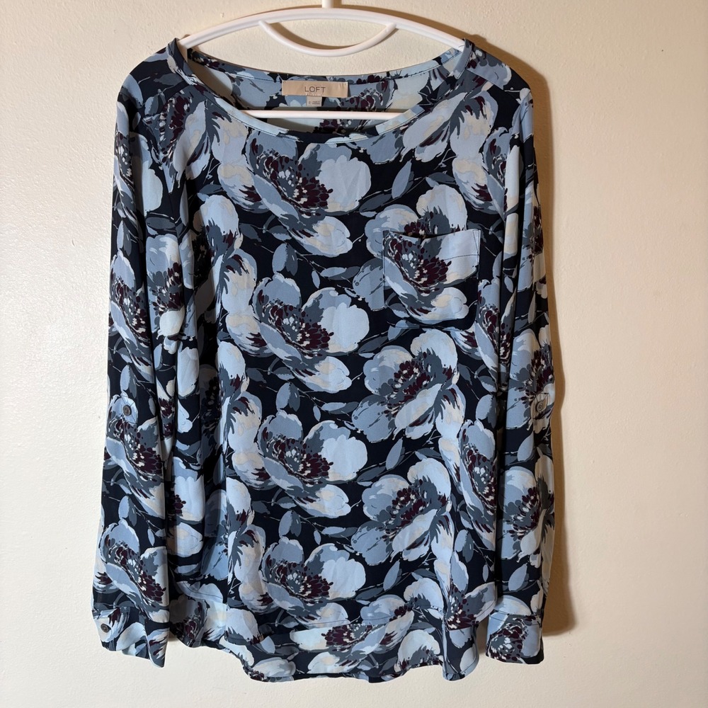 LOFT Floral Print Long Sleeve Blouse Size Small